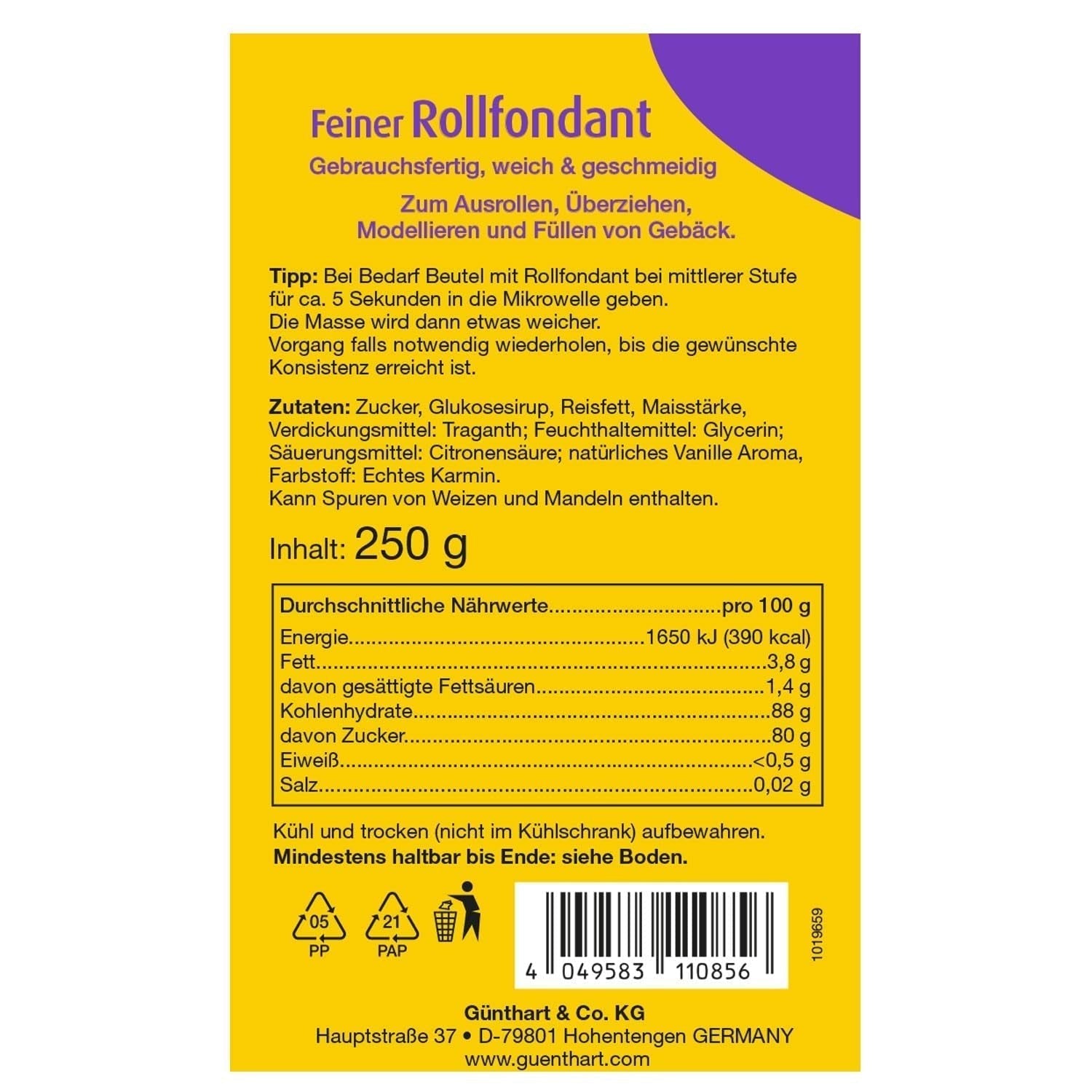 Günthart BackDecor fondant roz | calitate superioară | gata de utilizare | fără ulei de palmier | rezistent la rupere | pentru acoperirea prăjiturilor și produselor de patiserie | potrivit pentru modelare | pachet de 2 (1 x 250 g) Pasta de zahar Naty Shop