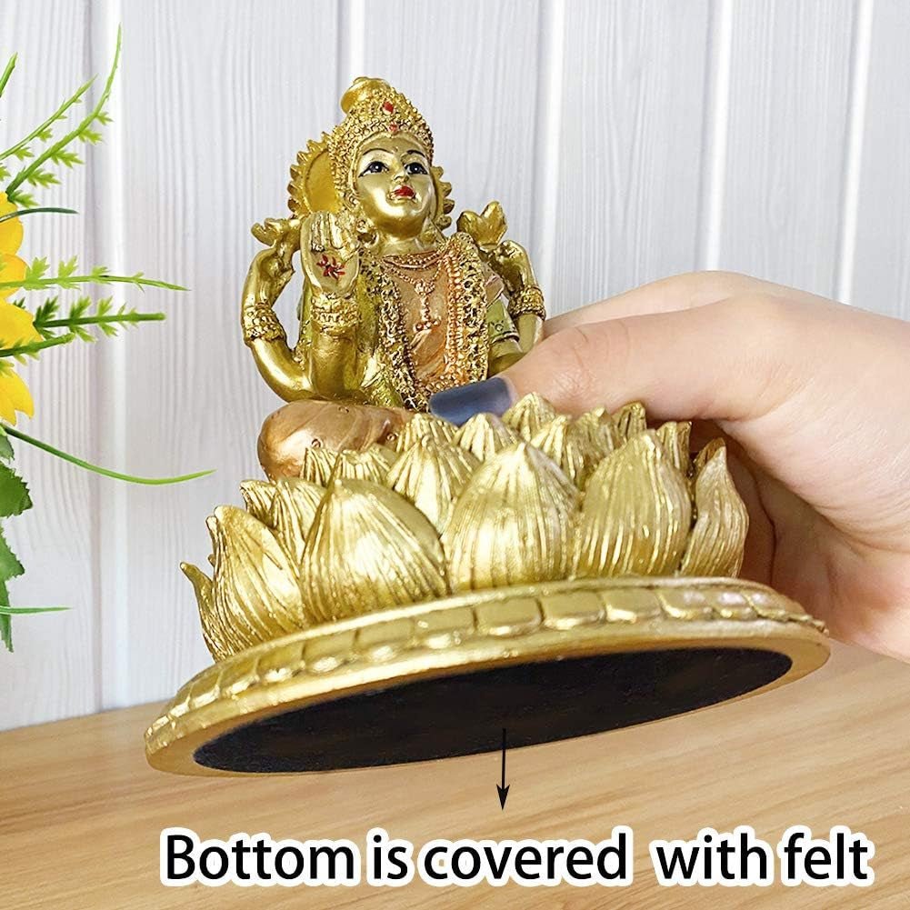 Hindu Goddess Laxmi Lotus Sculptura - Indian God Lord Lakshmi Puja Statue - India Murti Idol Figurine Pooja Item Diwali Gifts Statuete si sculpturi Naty Shop