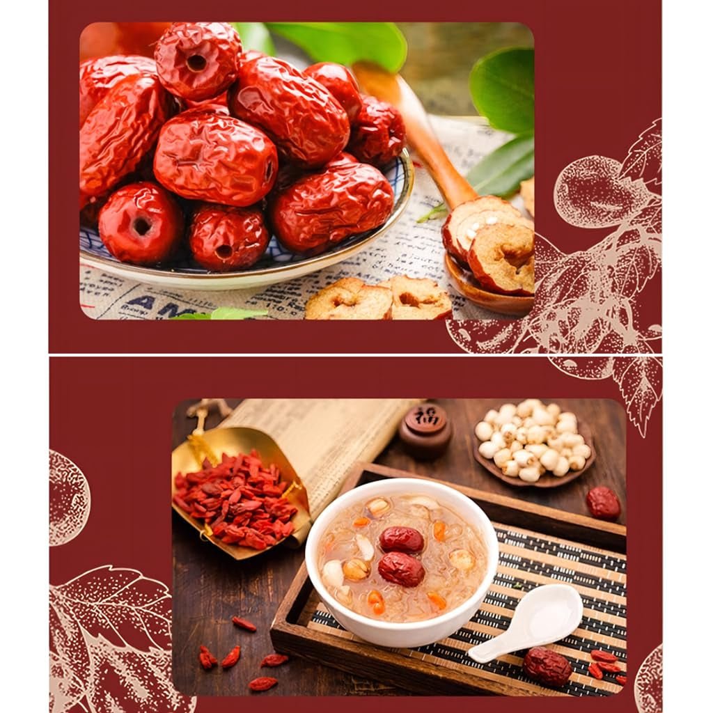 Jujube date, curmale cu sâmburi în vrac, curmale roșii chinezești, 1.1 lb/500 g Jujube mari, dulci Fructe uscate de jujube pentru gustări, ceai, supă, coacere Produse deshidratate Naty Shop
