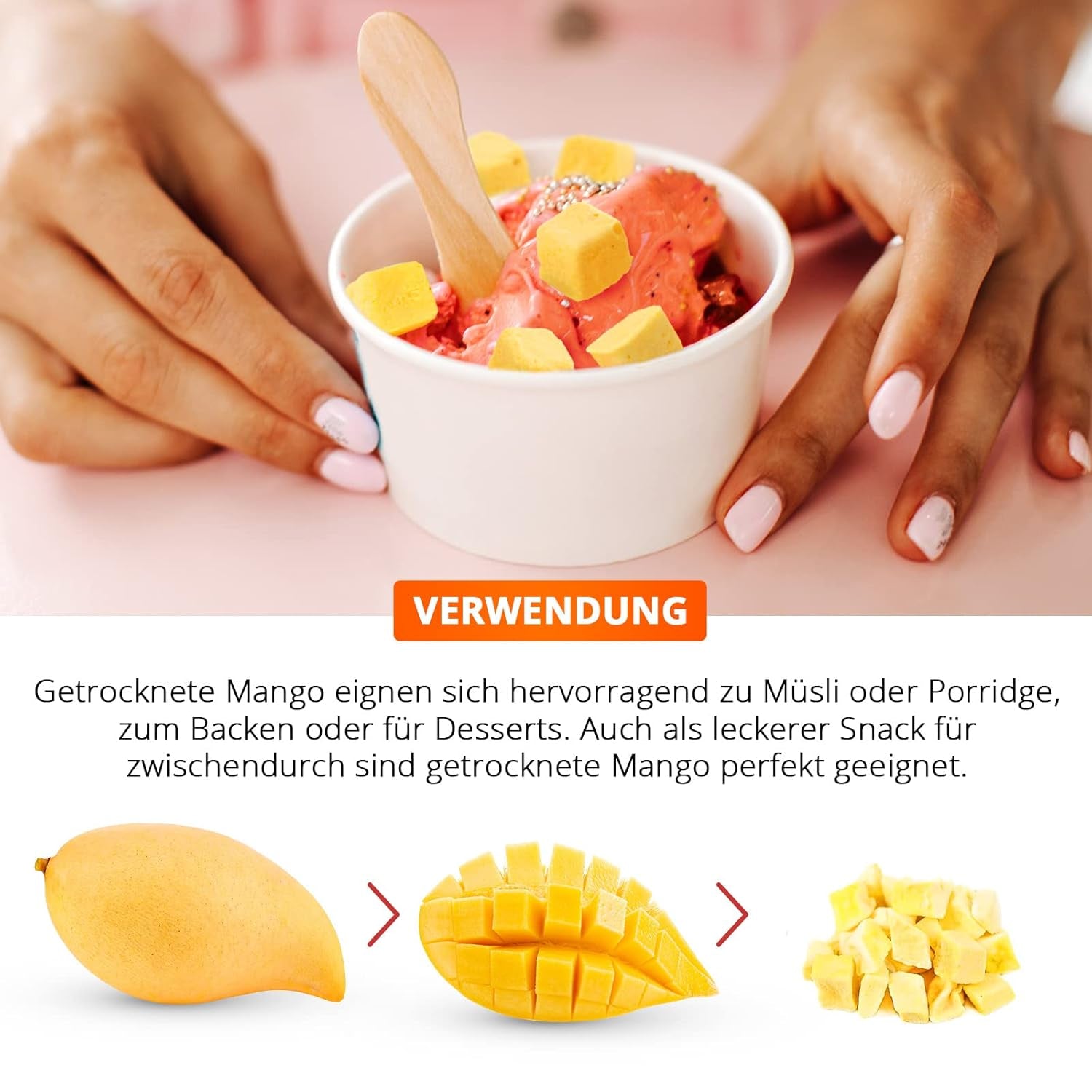 Mango liofilizat, 250g fructe liofilizate, fără aditivi, fructat, fabricat în Germania Produse deshidratate Naty Shop