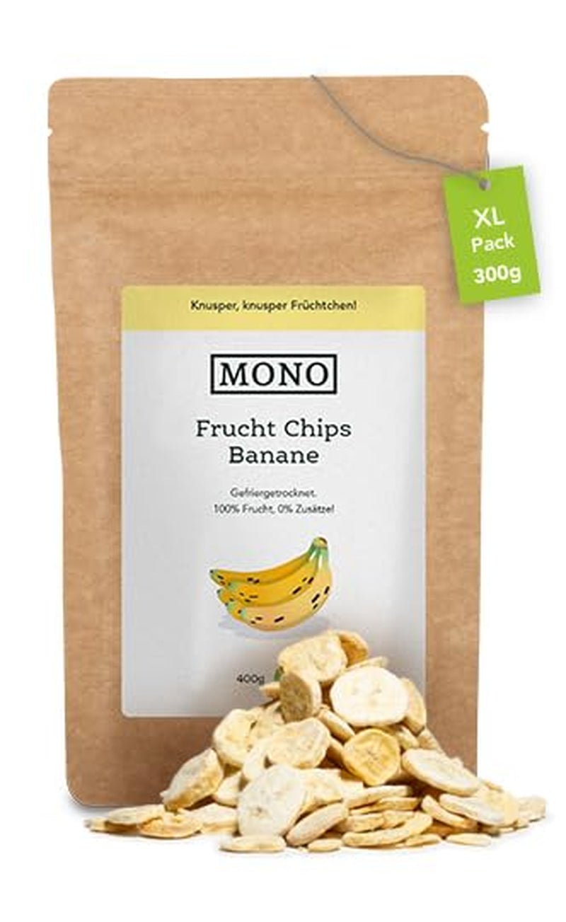 Mono chipsuri liofilizate - 300g chipsuri de căpșuni din căpșuni 100% naturale - fructe tropicale uscate - fructe uscate de căpșuni - gustare pentru muesli și deserturi - chipsuri de căpșuni Produse deshidratate Naty Shop Banană