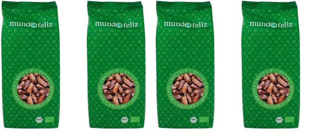 Mundo Feliz Curmale uscate cu sâmburi din agricultura ecologică, 2 x 500 g Produse deshidratate Naty Shop 500 G (pachet de 4) Date