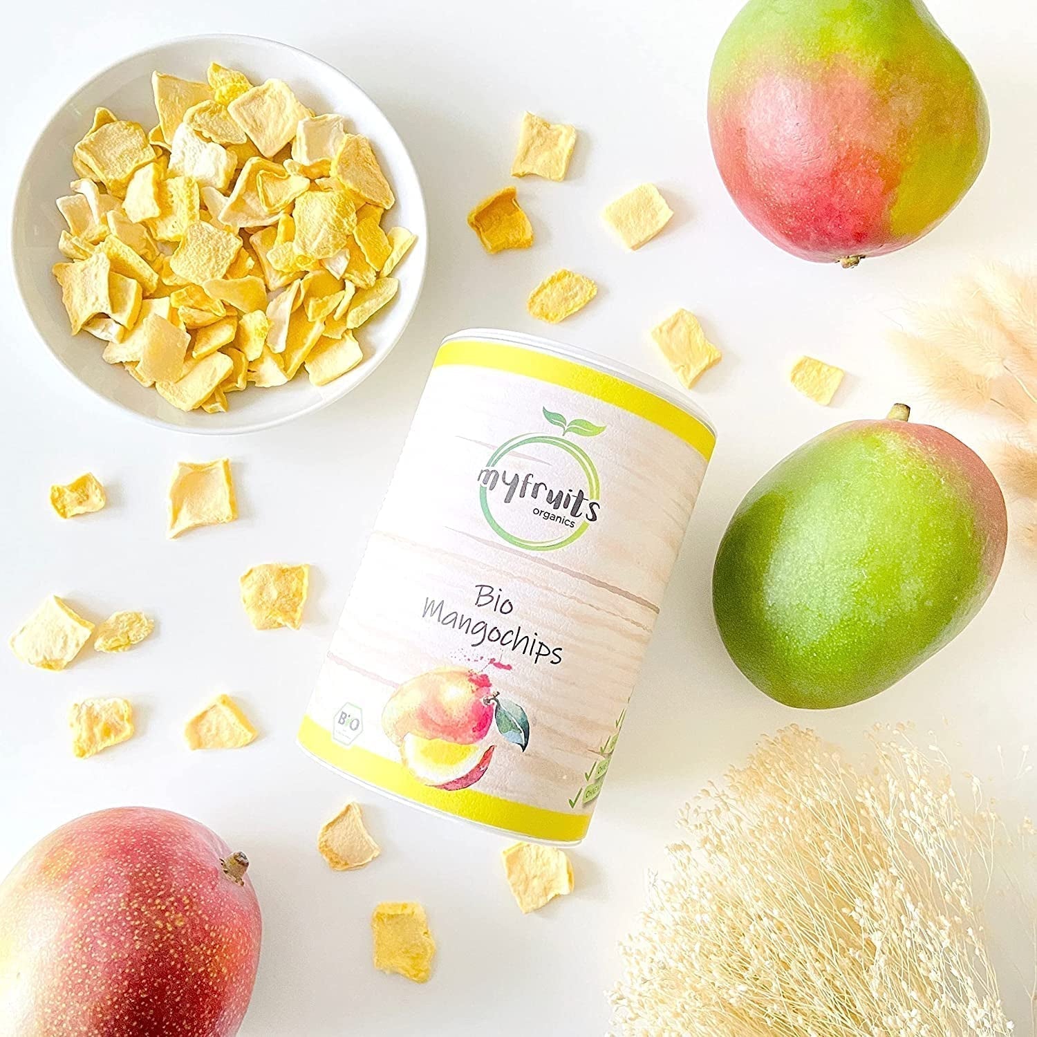 myfruits mango organic, fructe liofilizate, 300g, chipsuri de fructe, fără aditivi, 100% mango, fructe liofilizate și uscate pentru muesli sau gustări... Produse deshidratate Naty Shop
