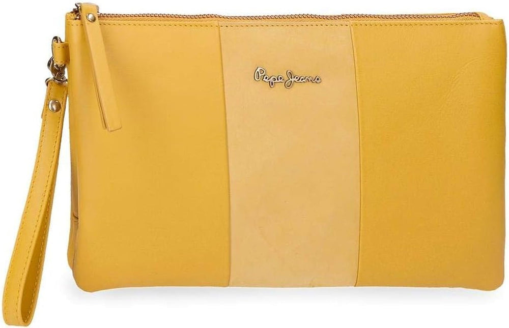 Pepe Jeans Double Wallet Geantă galbenă 27x17x2 cms piele Portofel Femei Naty Shop Galben Geantă de mână