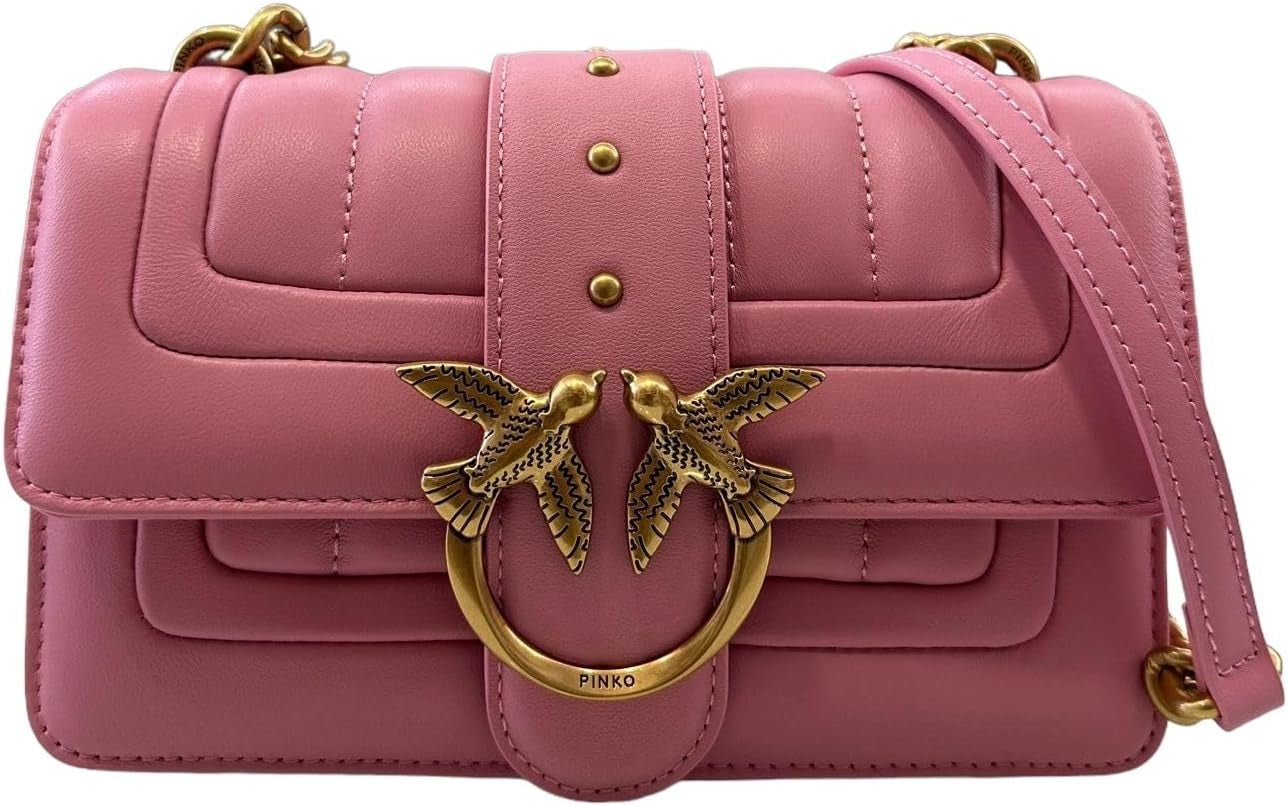 Pinko Ladies Love One Mini Cl Single Side Sheep Nappa Line Quilt Bag Genti Femei Naty Shop P31Q_Marine aur antic