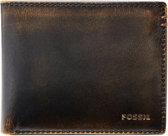 Portofel bifold din piele Fossil Wade pentru bărbați 11,43 cm L x 1,905 cm l x 8,89 cm H Portofel Barbati Naty Shop Negru