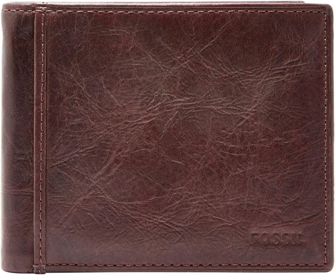 Portofel bifold din piele Ingram pentru bărbați Fossil 11,43 cm L x 1,905 cm l x 8,89 cm H Portofel Barbati Naty Shop Maro