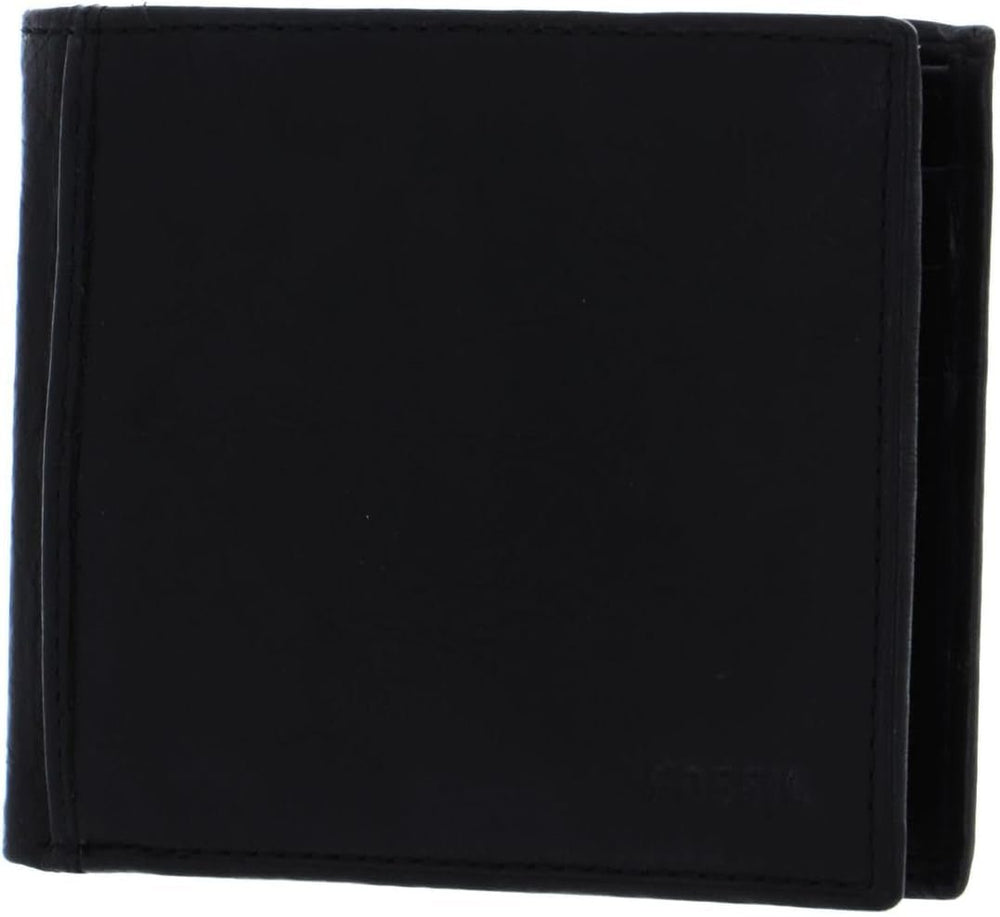 Portofel bifold din piele Ingram pentru bărbați Fossil 11,43 cm L x 1,905 cm l x 8,89 cm H Portofel Barbati Naty Shop Negru