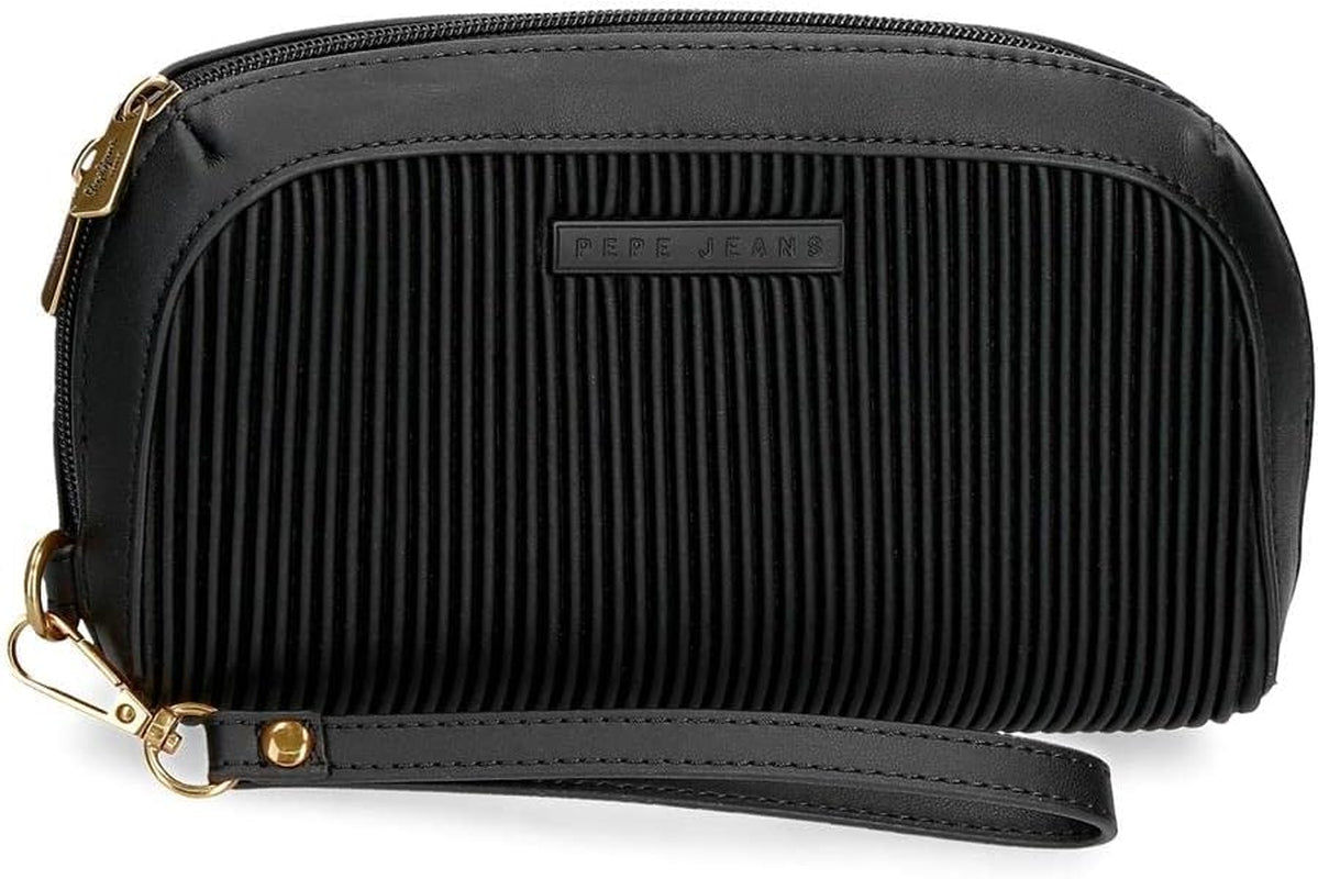 Portofel Pepe Jeans Aurora trei compartimente negru 17.5 x 9.5 x 2 cm piele artificială Portofel Femei Naty Shop Negru Geantă de mână