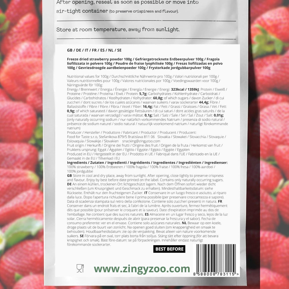 Pulbere de fructe uscate prin congelare Pulbere de căpșuni | Pulbere de căpșuni uscate prin congelare Pulbere de căpșuni | Pulbere de căpșuni Smoothie Pudding de căpșuni Fructe uscate (100g) Produse deshidratate Naty Shop