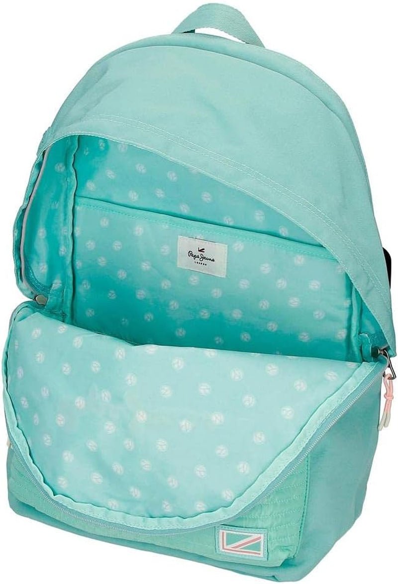 Rucsac Pepe Jeans Jane pentru laptop, compartiment dublu, 15.6 inch, albastru, 31 x 44 x 17.5 cm, poliester, 20.46 l Rucsacuri si ghiozdane premium Naty Shop