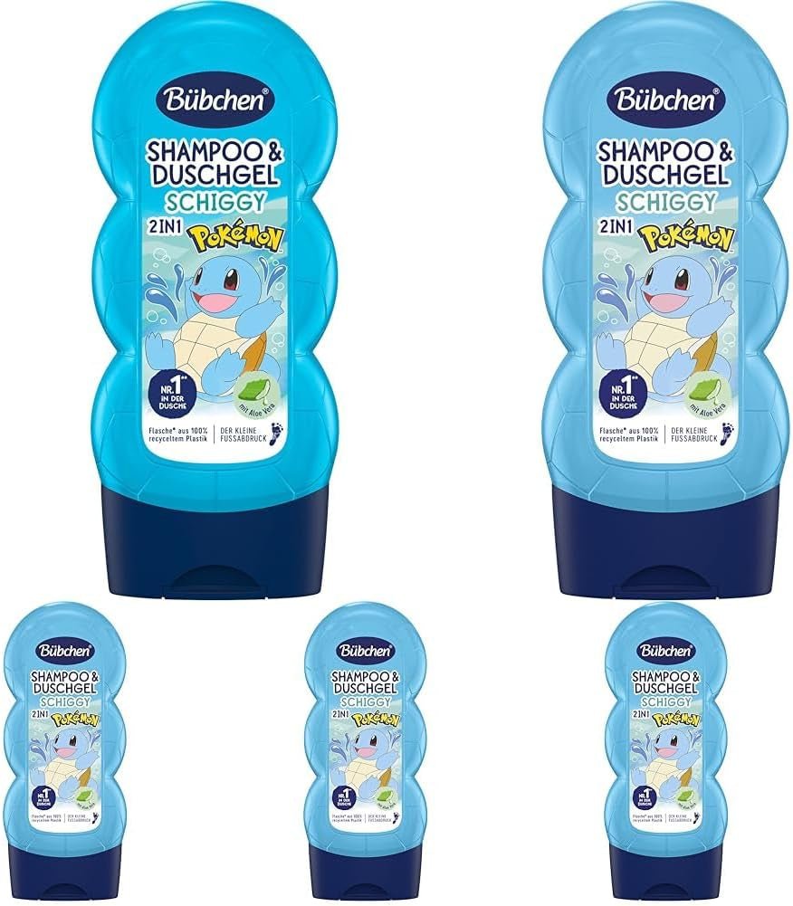 Șampon și gel de duș pentru copii, Pokémon Schiggy Edition, 230 ml (pachet de 5) Copii - Baie si Skincare Naty Shop 230 Ml (pachet de 5)