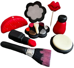 Set mit 8 essbaren Zuckerdekorationen, Kosmetikdekorationen aus Zuckerpaste Nati Shop