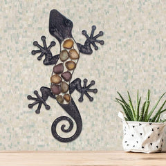 Șopârlă perete metal tonuri de pământ 60 x 30 x 1,5 cm, colorat, estandar Statuete si sculpturi Naty Shop