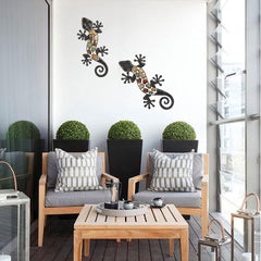 Șopârlă perete metal tonuri de pământ 60 x 30 x 1,5 cm, colorat, estandar Statuete si sculpturi Naty Shop