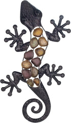 Șopârlă perete metal tonuri de pământ 60 x 30 x 1,5 cm, colorat, estandar Statuete si sculpturi Naty Shop Titlu implicit