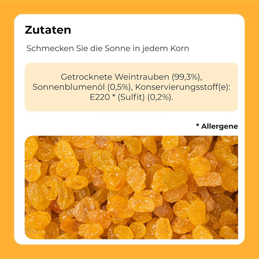 Stafide de aur | Stafide de aur uscate 1 kg | Fără zahăr | Stafide de aur mari | Fără OMG | Originar din Africa de Sud | Bogat în fibre | Produse deshidratate Naty Shop
