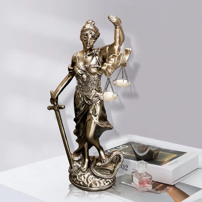 Statuia Doamna Justiției, 30,5 cm, statuie pentru justiție, zeița justiției, sculptură a justiției, înger greco-roman, justiție, statui oarbe pentru decor, Statuete si sculpturi Naty Shop