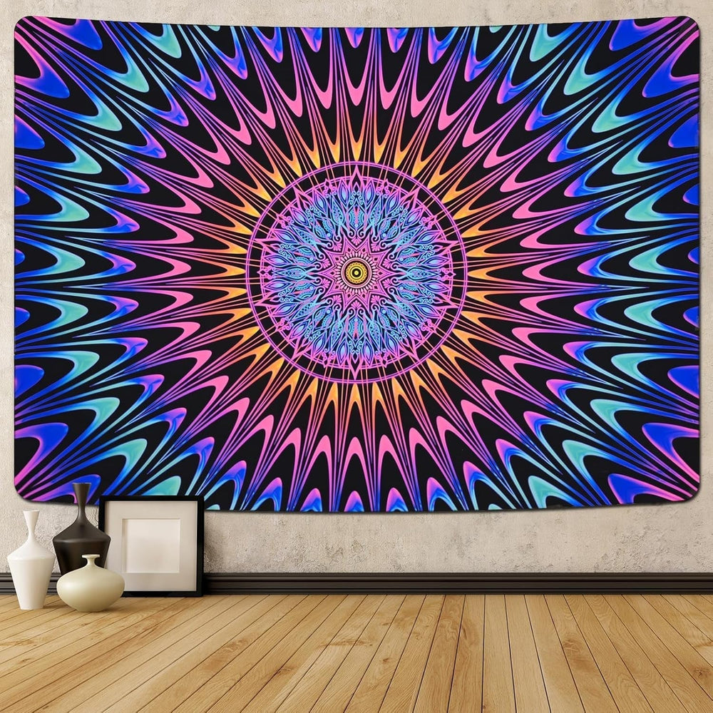 Tapiserie alishomtll mandala colorata lumina neagra arta Casa - Accesorii si Decoratiuni Naty Shop