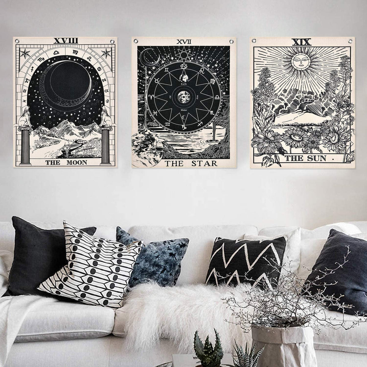 Tapiserie alishomtll tarot set soare luna stele Casa - Accesorii si Decoratiuni Naty Shop Set de tarot (alb și negru) 40 X 50 Cm