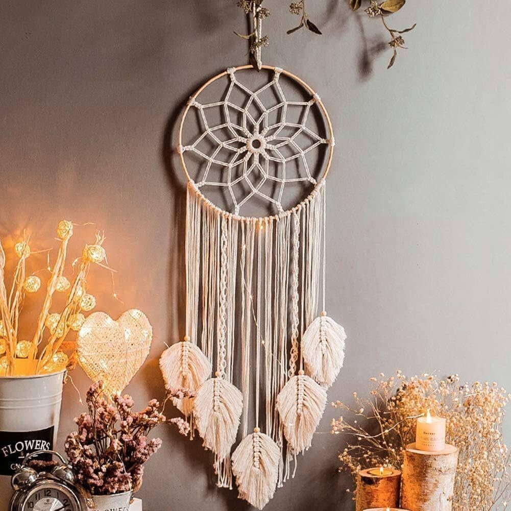 Tapiserie dreamcatcher alb mare facut manual tassel Casa - Accesorii si Decoratiuni Naty Shop 1