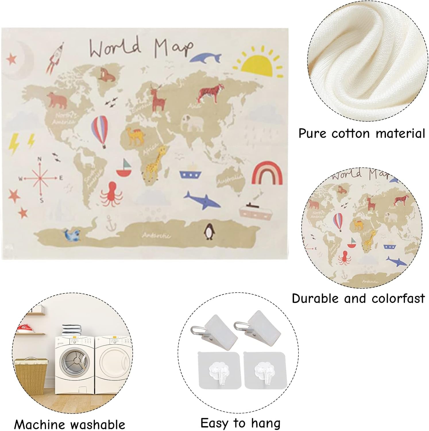 Tapiserie haokaini harta lumii patura copil fotografie Casa - Accesorii si Decoratiuni Naty Shop