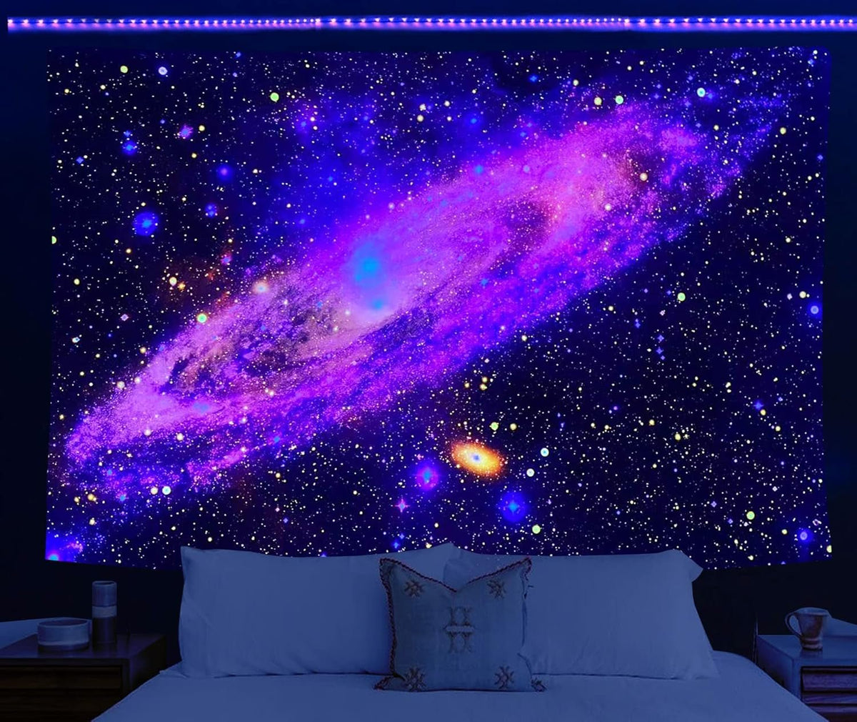 Tapiserie holavida galaxie fluorescent cer instelat abstract estetic Casa - Accesorii si Decoratiuni Naty Shop Galaxia Cosmică-A 200L X 150B Cm