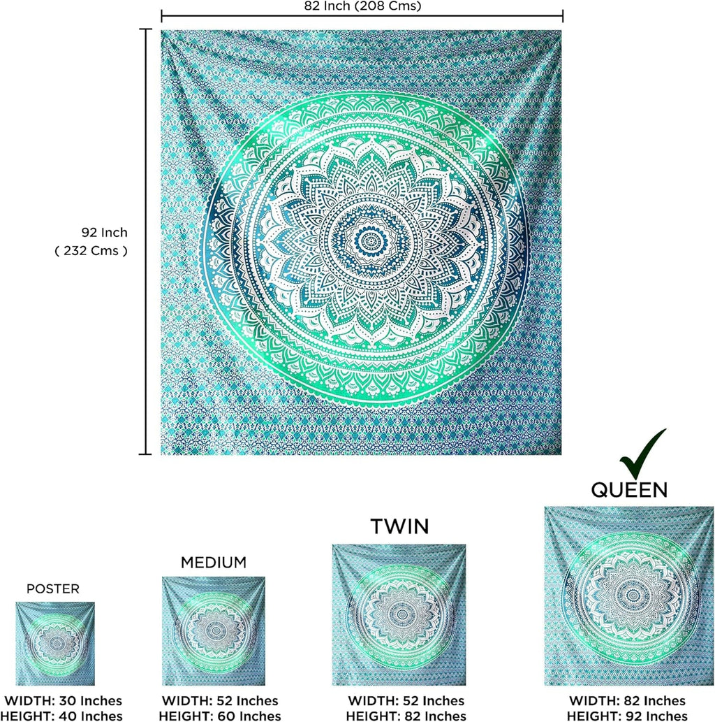 Tapiserie indiana mandala verde decorare estetica decorarea Casa - Accesorii si Decoratiuni Naty Shop