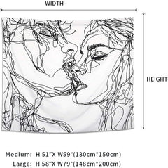 Tapiserie lomohoo abstract sketch art negru alb kissing Casa - Accesorii si Decoratiuni Naty Shop