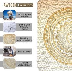 Tapiserie mandala decorare camera estetica aur alb panza Casa - Accesorii si Decoratiuni Naty Shop