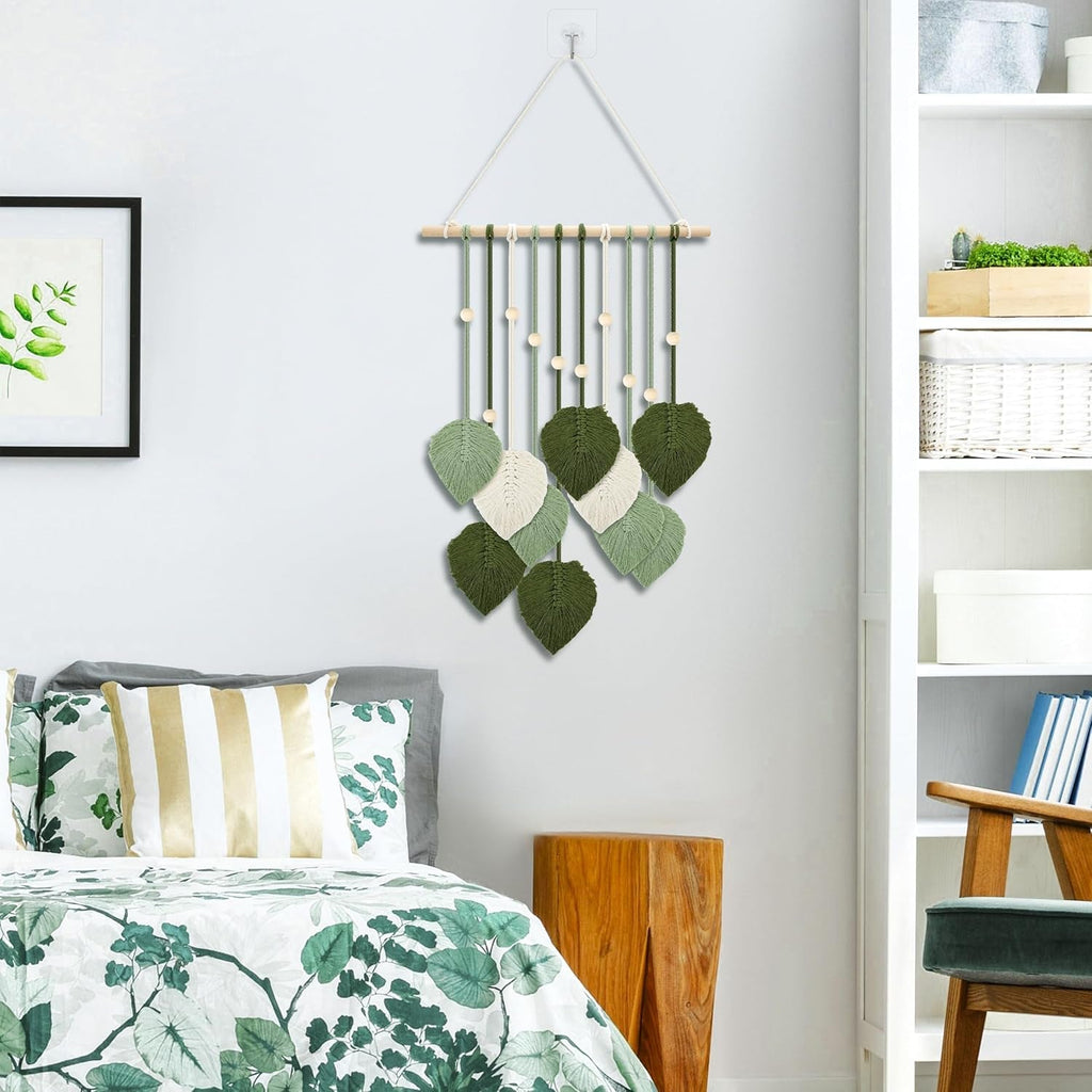 Tapiserie margele lemn frunze verzi carlig Casa - Accesorii si Decoratiuni Naty Shop