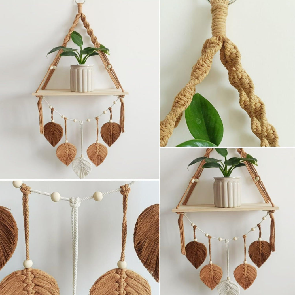 Tapiserie raft din lemn ghirlanda tesute frunze Casa - Accesorii si Decoratiuni Naty Shop