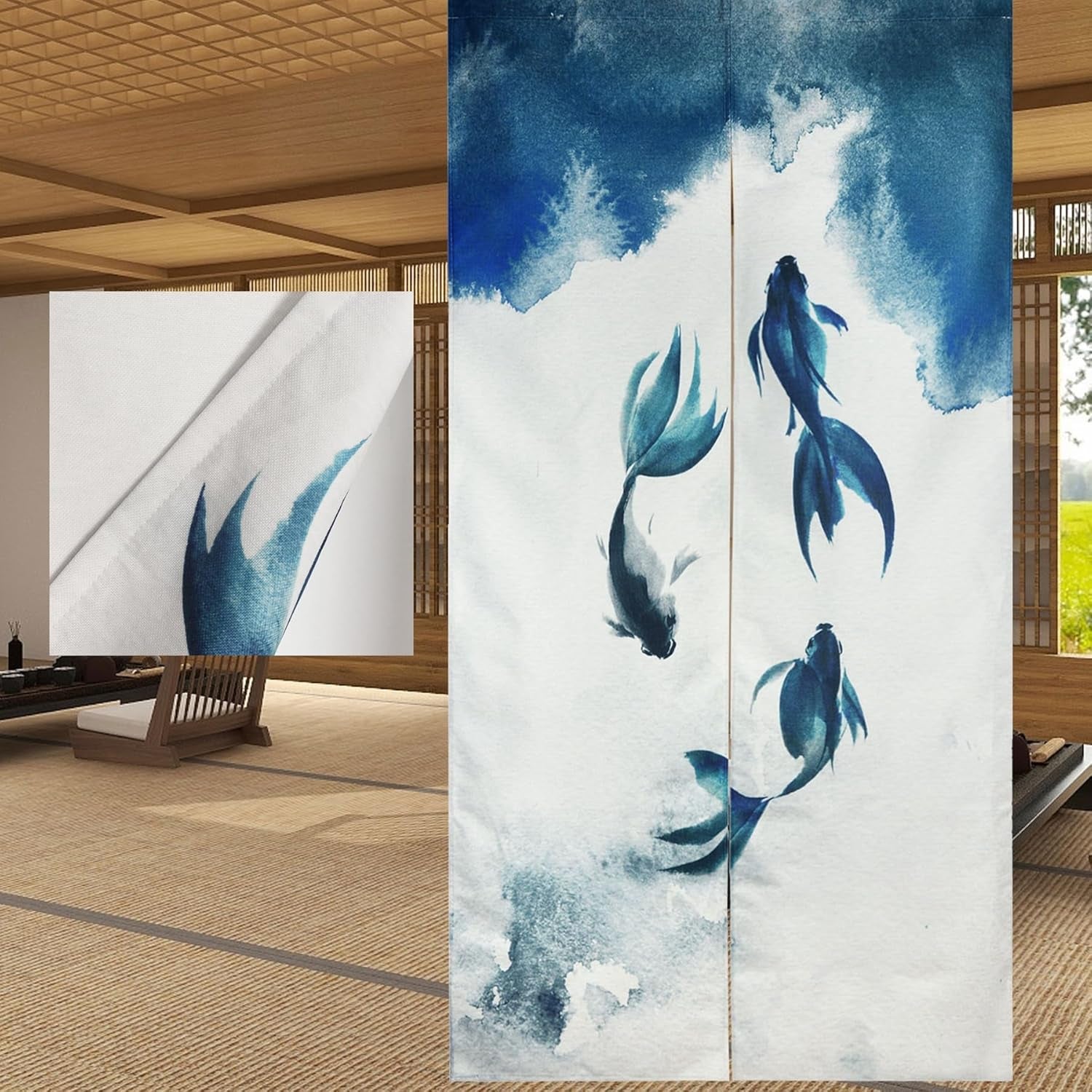 Tapiserie traditionala stil chinezesc pictura cerneala groasa noren Casa - Accesorii si Decoratiuni Naty Shop Imprimare față-verso 85 X 180 Cm