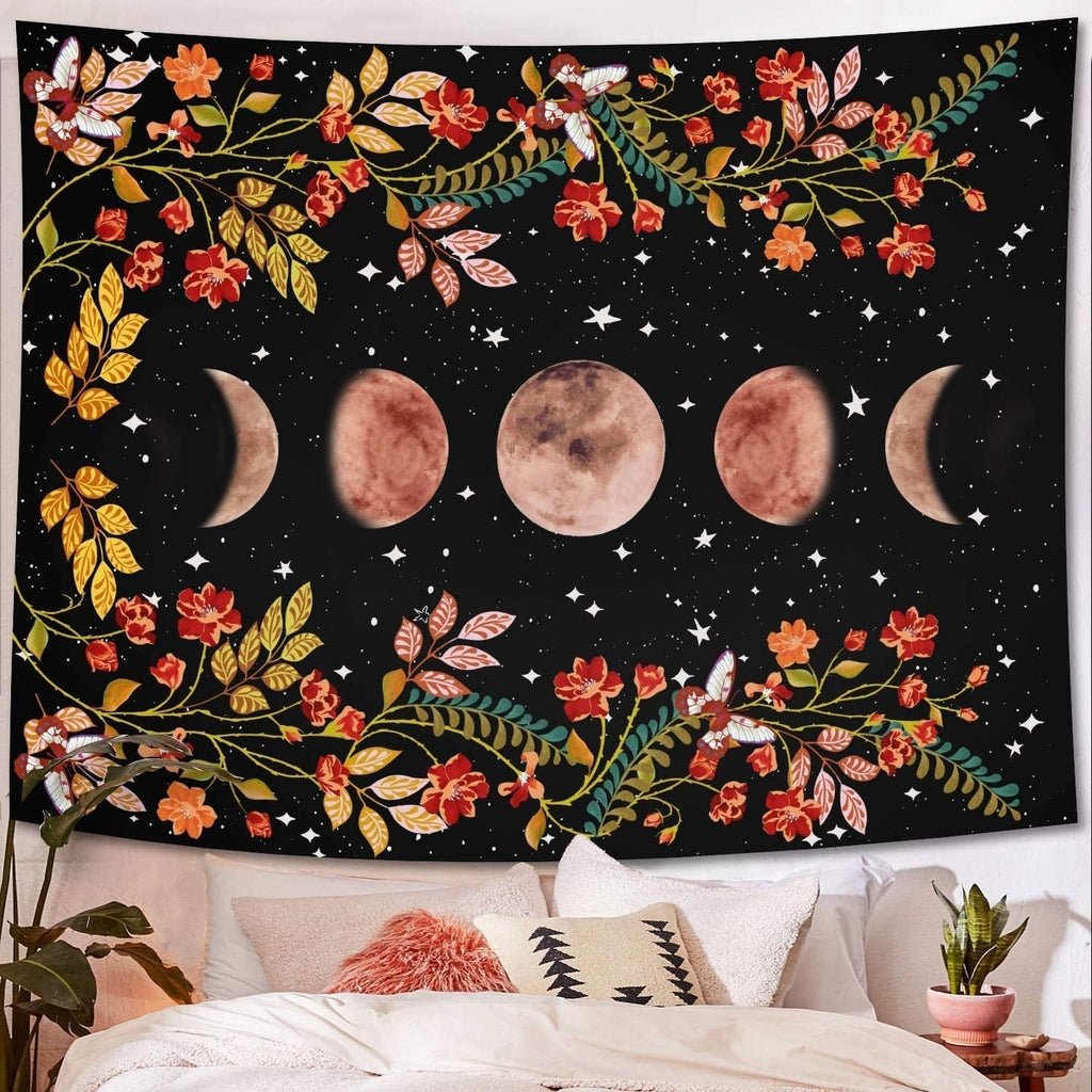 Tapiserie yisumei estetica luna flori negru dimensiune Casa - Accesorii si Decoratiuni Naty Shop