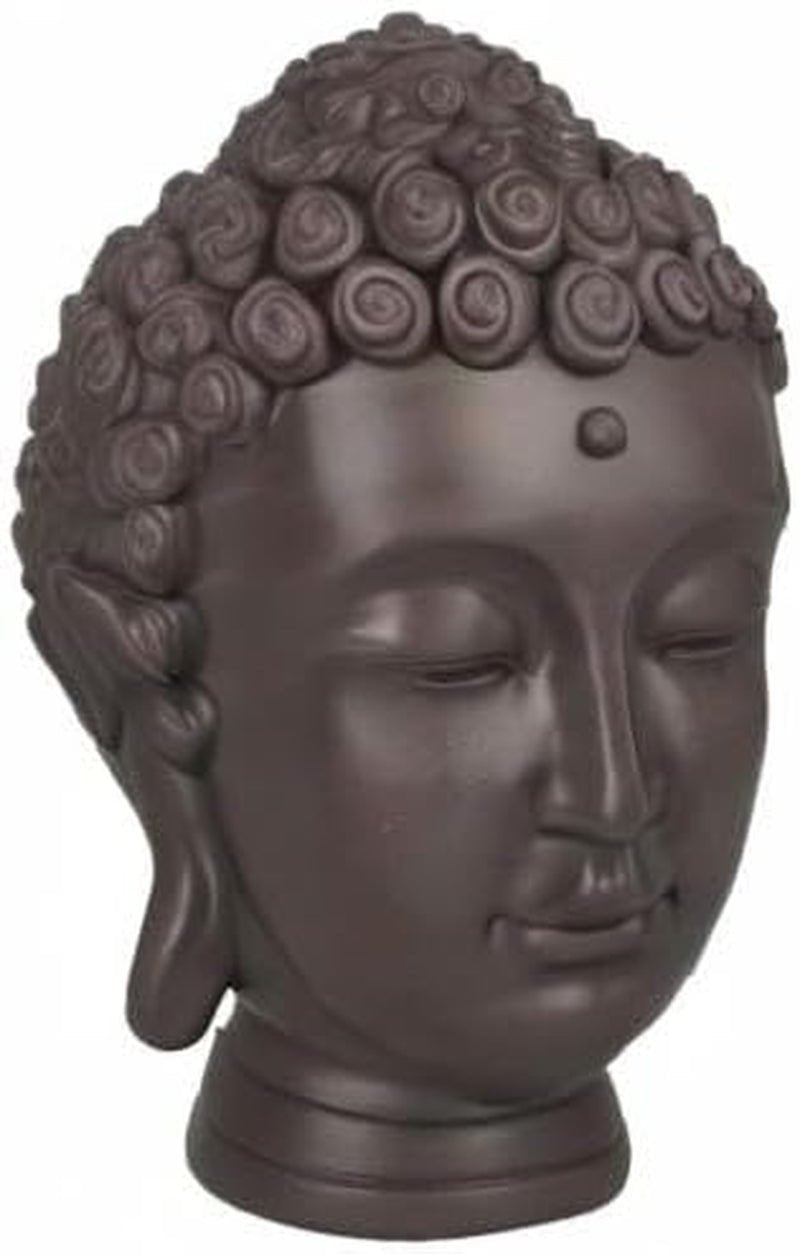 Zen'Light - Statuetă cu cap de Buddha - Decorațiune pentru Zen, meditație și feng shui - Cadou pentru o atmosferă relaxantă și spirituală - Statuetă de Buddha - Înălțime: 20 cm - Culoare: verde/maro Statuete si sculpturi Naty Shop